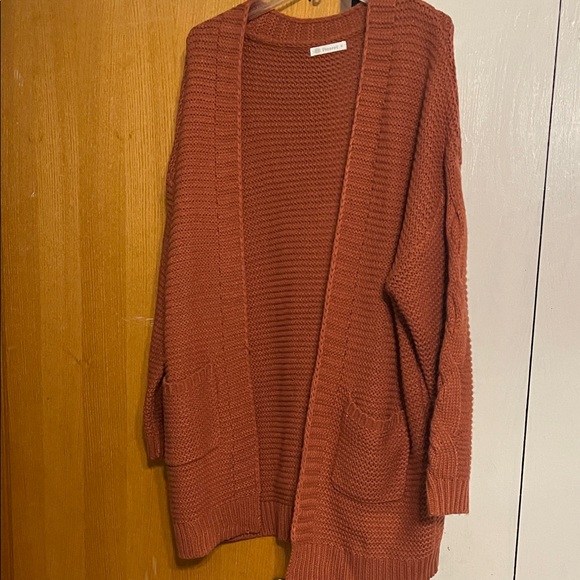 Elegant Rust Open-Front Cardigan - Picture 1 of 3